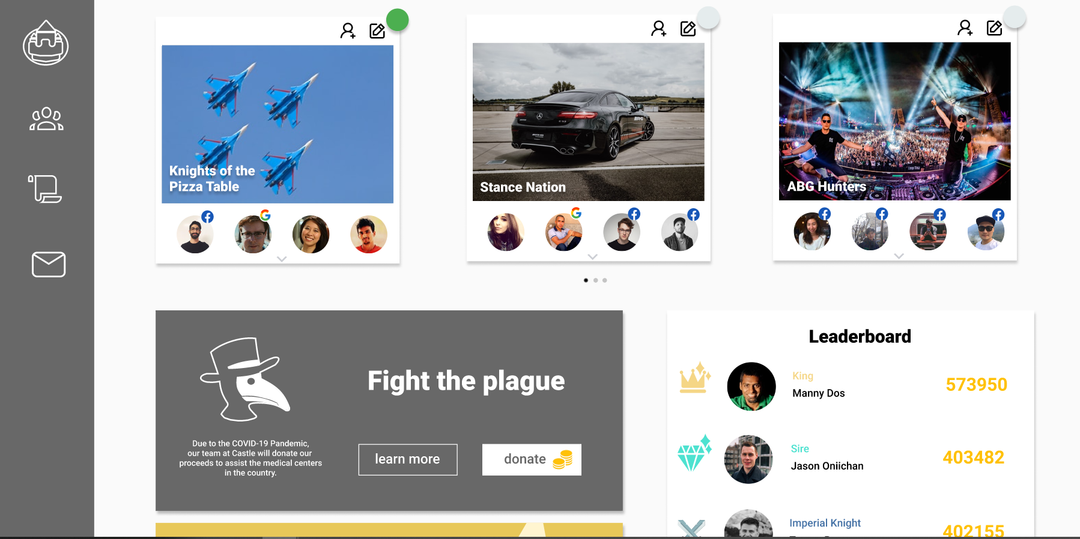 View of the dashboard as a logged in user.